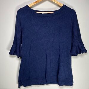 Joseph A Knit Top Blouse Quiet Luxury Business Work Office Chic Short Sleeve L